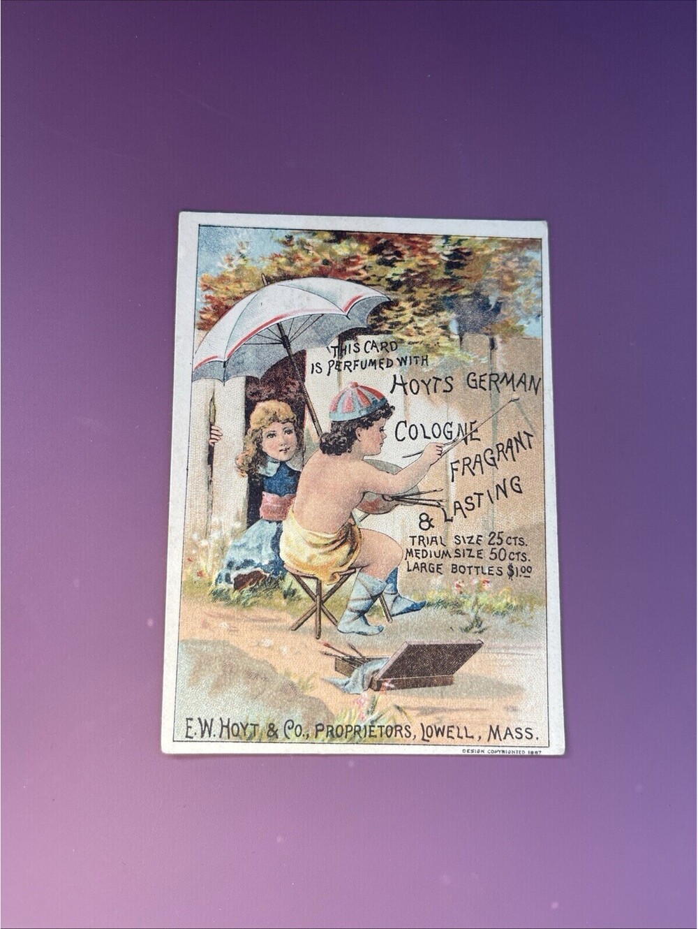 c.1880 EW Hoyt Lowell Perfume Massachusetts German Cologne Trade Card